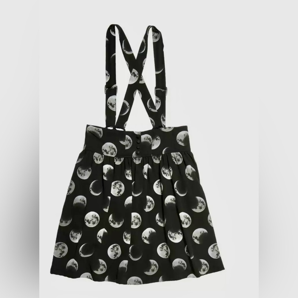 Hot Topic Moon Phase Suspender Skirt w/Wide Waistband & Fabric Buttons, Small